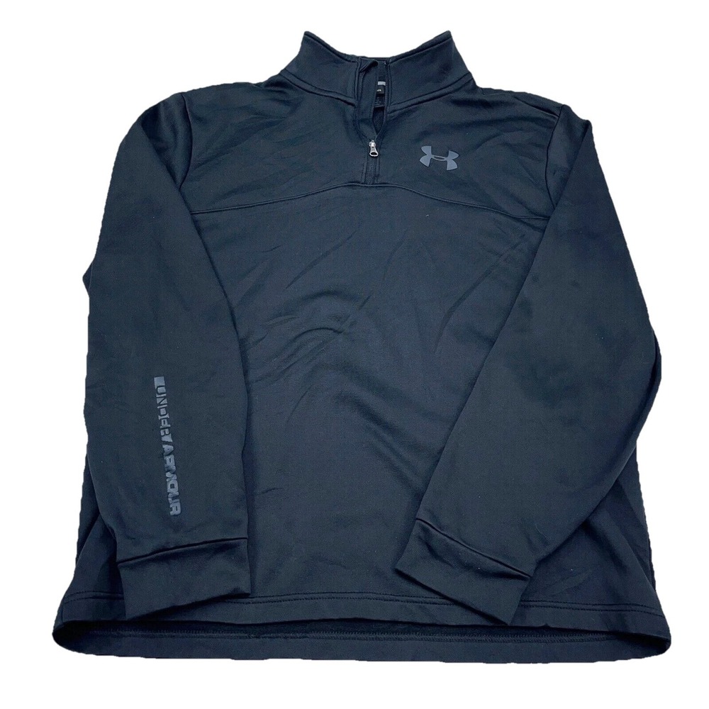 Under Armour Sweatshirt Men Medium Black Pullover Sweater Quarter Zip Golf A55